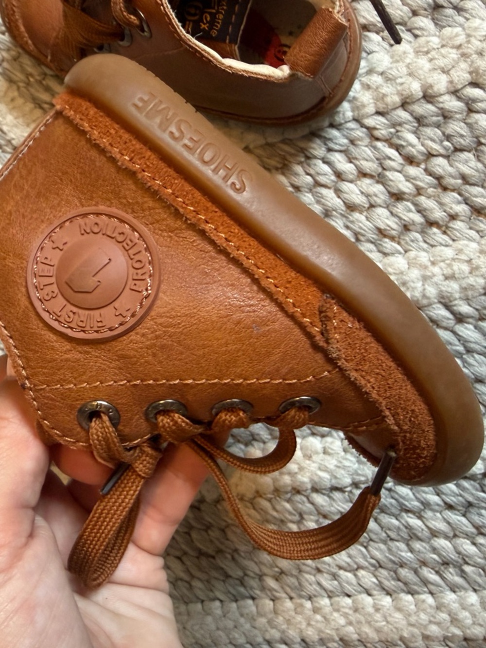 Shoesme Brown Leather Lace-Up new walker Boots - Picture 7 of 8